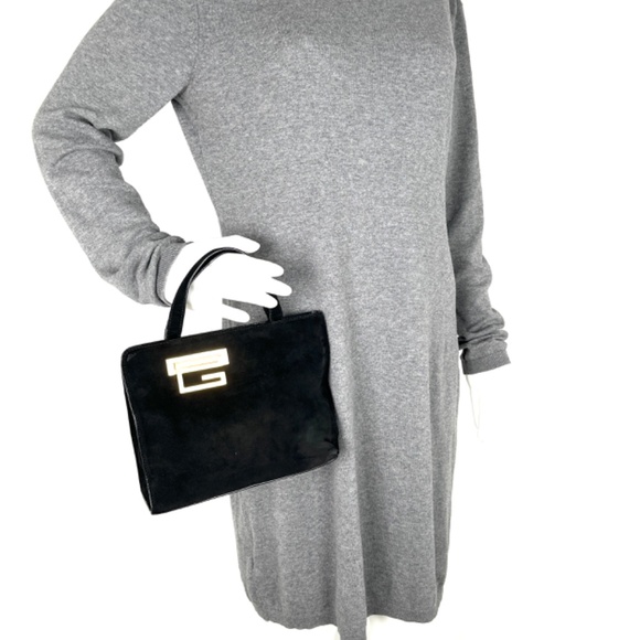 Authentic Vintage GUCCI Suede Black Mini Top Handle Satchel Bag - Picture 2 of 16